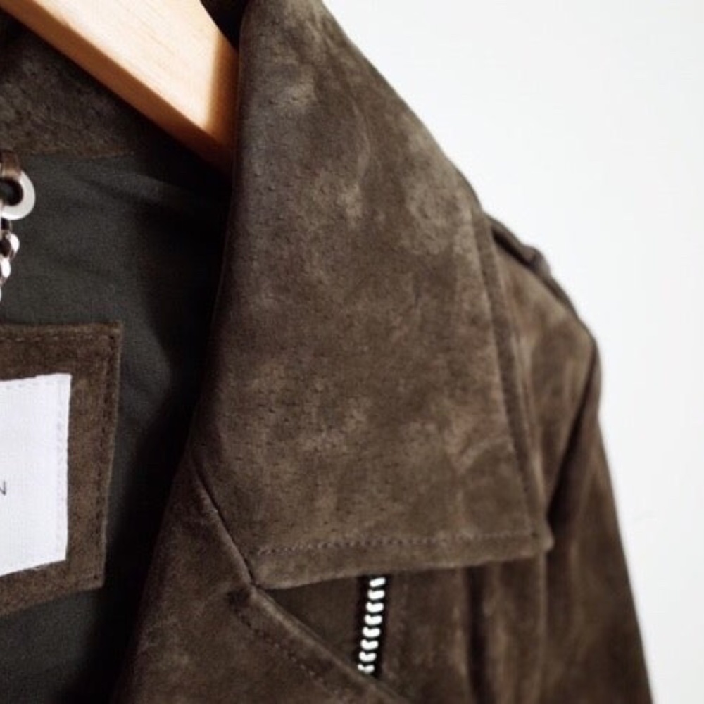 BGBC Leather Biker Jacket Heather Green - Picture 7 of 8